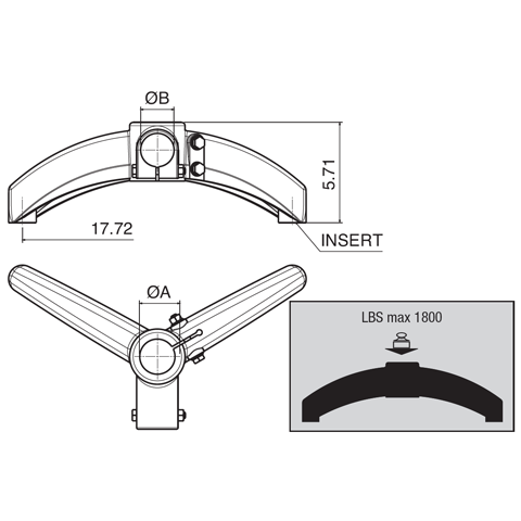 Bipod 120 deg. with Connector