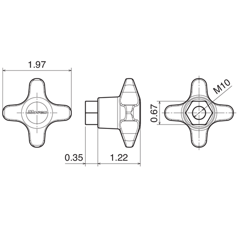 Star Knob - 4 Lobe