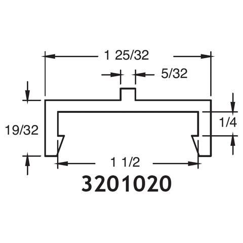 1.69" T-Top Rail - .81" High UHMW / 20 Ft