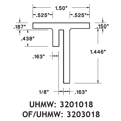 1.5 in. by 1.446 in Wear Strip for Plastic Modular Belts