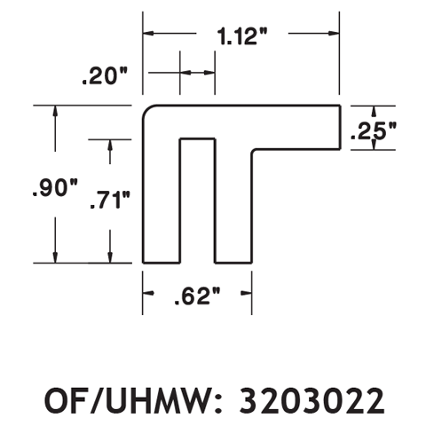 1.12in x 0.90in Wear Strip for Plastic Modular Belts